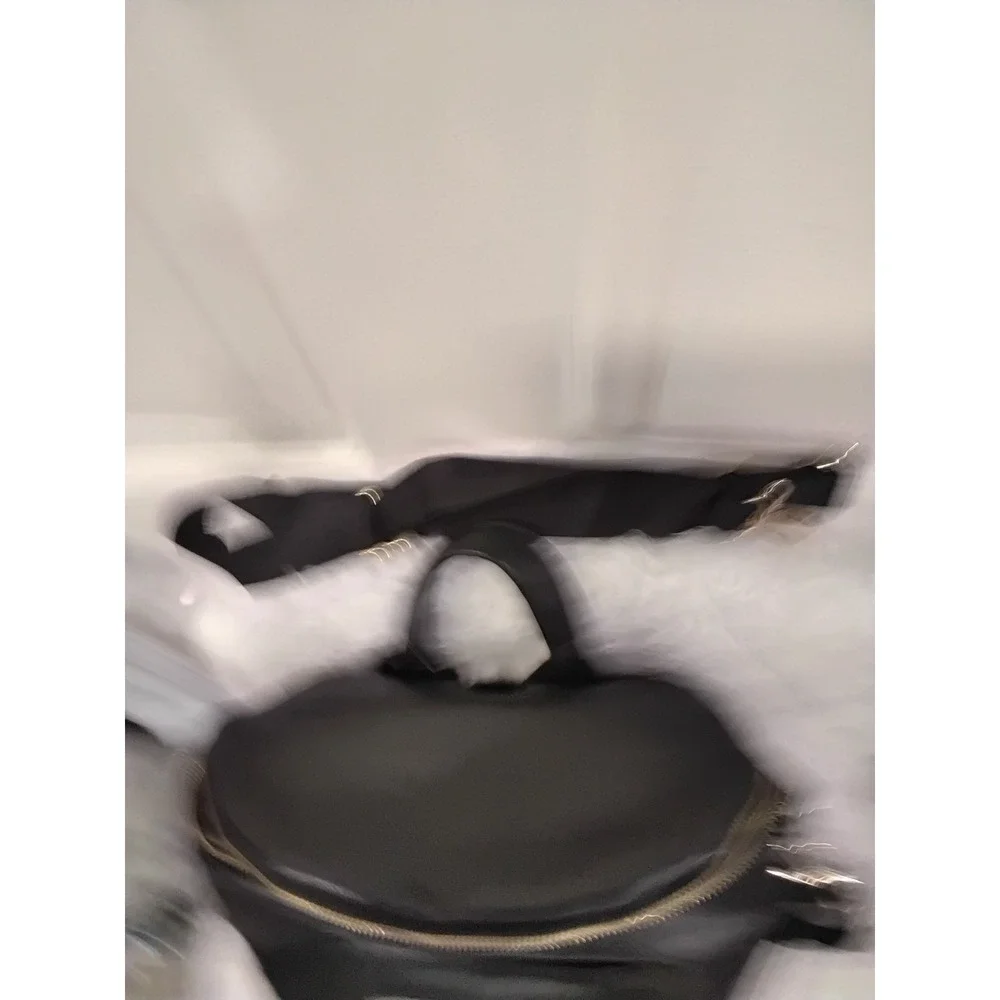 Fawn Design Diaper‎ Bag Backpack Black Faux Leather Gold Hardware Convertible